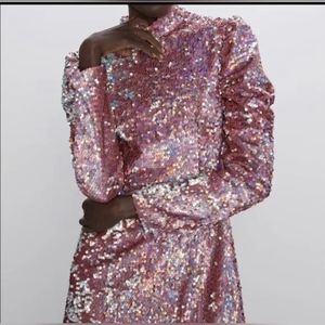 NWT Zara Limited Edition Pink Sequin Mini